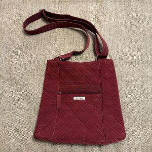 Vera Bradley Hipster Crossbody Bag Wine Colored Microfiber Quilted Handbag